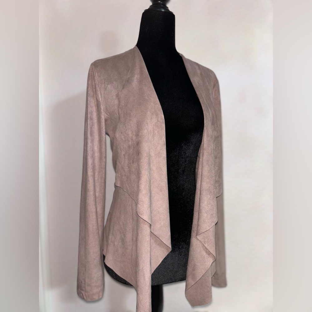 Light pink suede-like open front cardigan S #suedelook #cardigan